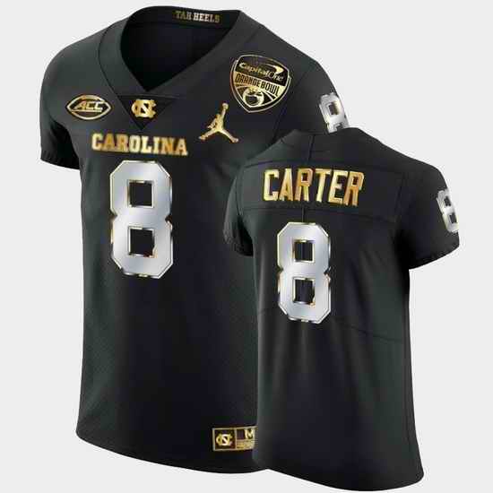 Men North Carolina Tar Heels Michael Carter 2021 Orange Bowl Black Golden Edition Jersey